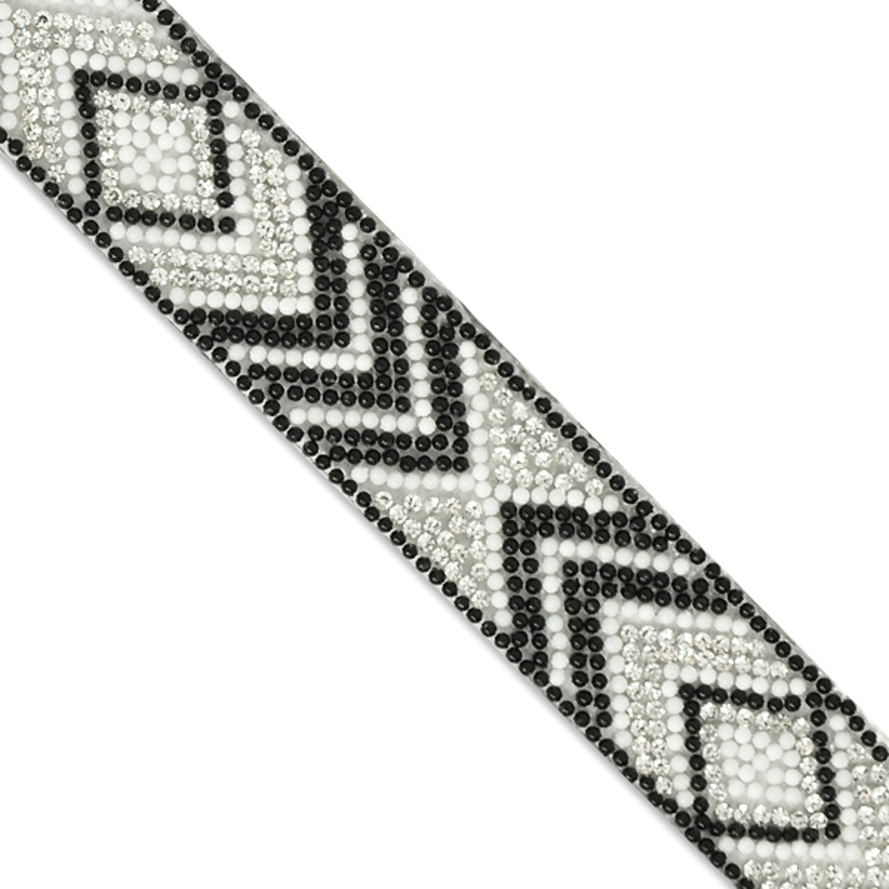 1" Olowin Iron On Rhinestone, Versatile, Beaded Trim, 5-Yard Cut
